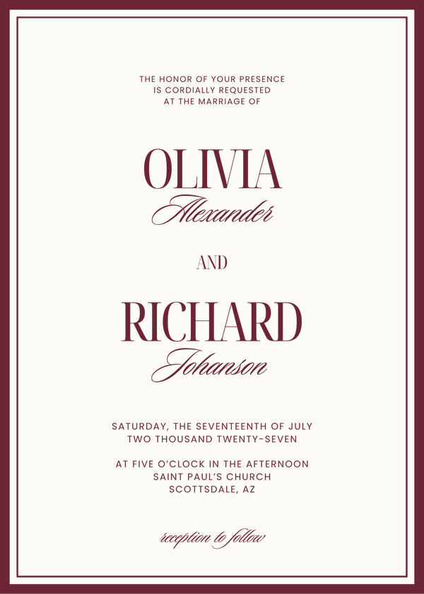 Invitation recolored burgundy